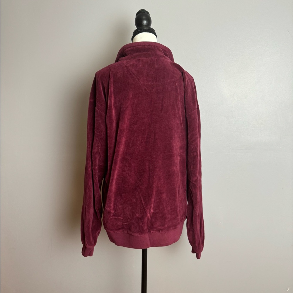 True Religion unisex burgundy velour zip up collared sweatshirt size large - Picture 8 of 8